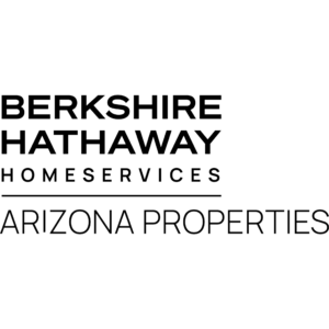 A green background with the words berkshire hathaway home services arizona properties in black.